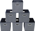 11 Inch Cube Storage Bins , Fabric Cube Organizer Bins with Handle, Foldable Cube Bins for Cloth or Accessary Storage, 11x11x11 set of 6,（Gray Wave）