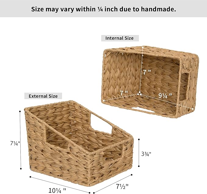GRANNY SAYS Wicker Basket with Handles, Trapezoid Decorative Baskets, Woven Storage Baskets for Shelves, Nature, 2-Pack Wovenbaskets-TB5 Medium