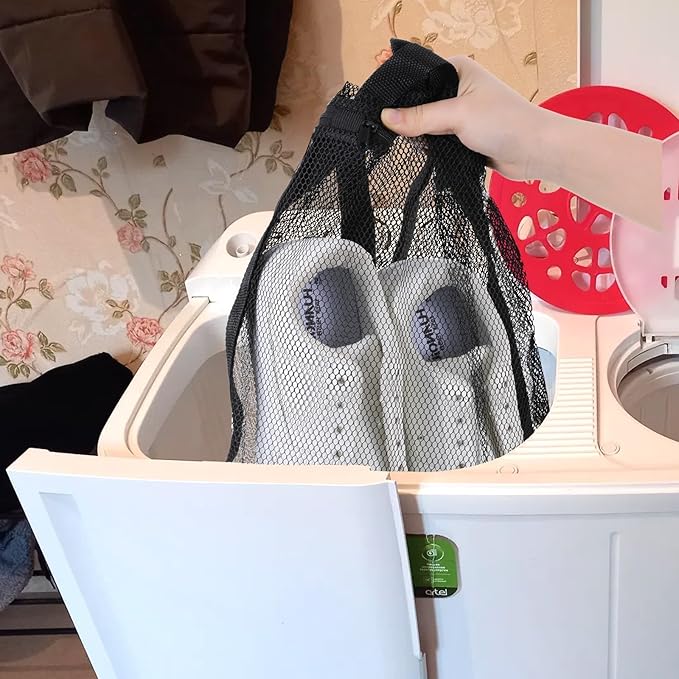 Shoe Dryer Bag, HoneyComber Mesh Bags, Shoe Washer Machine Bag with Strap and Zipper for Clothing Shoes Laundry Accessories 16.3 x15.9 Inch