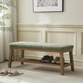 VKNOW Entryway Bench, 44.4" Upholstered Storage Shoe Bench for Entryway & Bedroom, Shoe Rack Bench with Rubberwood Legs, Modern End of Bed Bench for Living Room and Hallway, Green