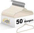 Quality Hangers Multi Pack Slim Plastic Hangers for Clothes - Sturdy Non-Velvet Pink Hangers with 360° Swivel Chrome Hook & Notches - Versatile for Coats Shirts Dresses (50, Ivory, 17.7" inch)