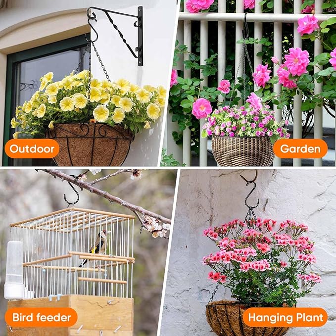 6 Inch Heavy Duty S Hooks, Large S Hook for Hanging Plants, Vinyl Coated S Hook 6 Pack Sturdy Non Slip Black S Hooks for Hanging Closet,Bird Feeders,Kitchen,Large Object,Garden Tools