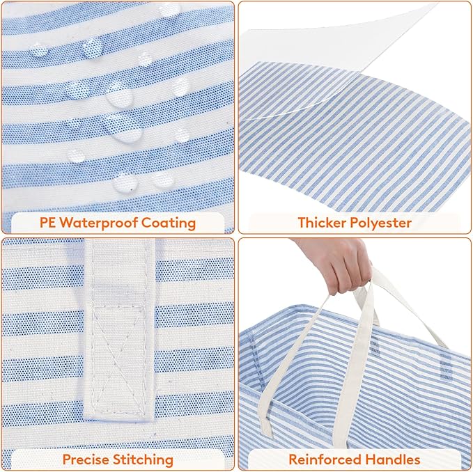 Lifewit 2 Pack Laundry Hamper Large Collapsible Laundry Baskets, Freestanding Waterproof Clothes Hamper with Easy Carry Handles in Laundry Room Bedroom Bathroom College Dorm, Pink&Blue, 2 x 100L