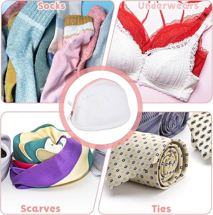 3Pcs Bra Wash Bags, Large Bra Laundry Bags for Washing Machine, Underwear Brassiere Bag Set for Washing Machine With Zipper Women Delicates (A to D Cups)