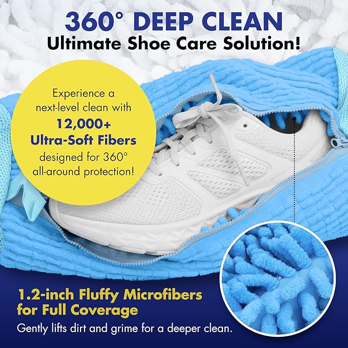 2 Pcs Shoe Washing Machine Bag – 360° Deep Clean, Reusable Laundry Bag for Washer and Dryer–Sneaker Cleaner Bag (Blue)