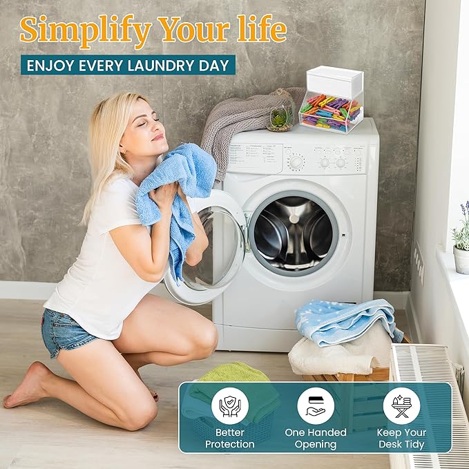 2-Compartment Acrylic Storage Container, Laundry Pods and Dryer Sheet Dispenser, Clear Dishwasher Pod Holder with Lid