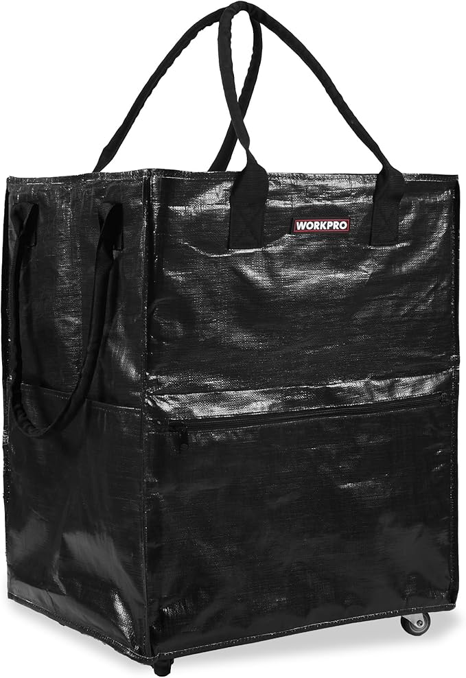 WORKPRO Large Rolling Grocery Bag, 36-Gallon Tote with 5 Wheels, 110 lbs Capacity, Dual Carry, Wide Zipper & Extra Storage for Shopping, Laundry & Moving