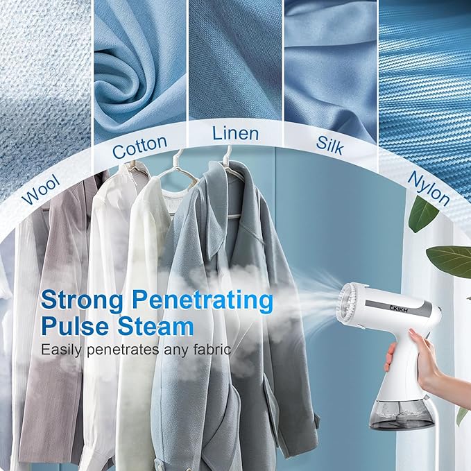 Steamer for Clothes, Portable Clothes Steamer for Fabric Wrinkles Remover, 2000W Handheld Steamer with 280ml Tank, 20-Second Fast Heat-up, Convenient Clothes Steamer for Home, Office and Travel