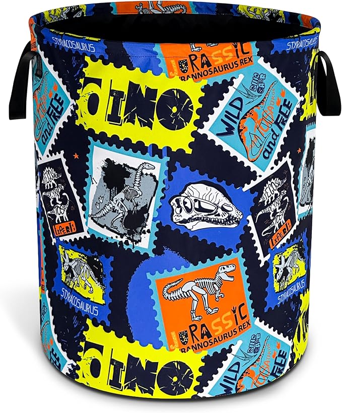 Dinosaurs Laundry Basket Dinosaur Fossils Foldable Waterproof Oxford Cloth Funny Tote Bag Laundry Hamper Clothes Storage Bucket Toy Organizer For Bathroom/Laundry Storage/Bedroom 18.9x16.5 Inch