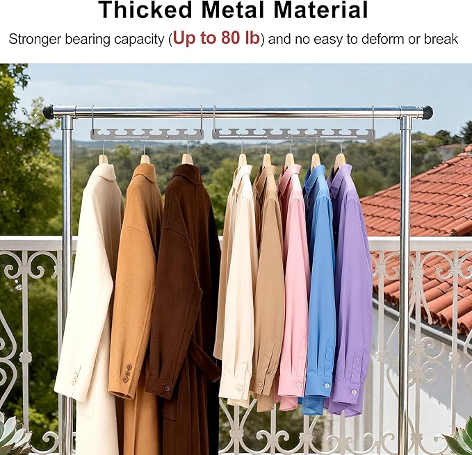 8 Pack Space Saver Hangers for Clothes, 6 Holes Expandable to 9 Holes 304 Stainless Steel Heavy Duty Multi Hangers Space Saving for Closet Bedroom Dormitory RV Outdoors