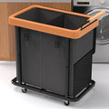 190L (50 Gal) Extra Large Fashion Laundry Hamper 2 Section with Lid, Rolling Laundry Basket Hamper with Handle, Laundry Organizer Storage Cart with Sturdy Metal Frame for Laundry Room, Hotel, black