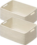 UBBCARE 2 Pack Storage Baskets for Shelves, Large Woven Storage Baskets, Dog Toy Bins, Baskets for Organizing Clothes, Towels, Books, Blanket, 17"L x 13"W x 7.5"H, Beige