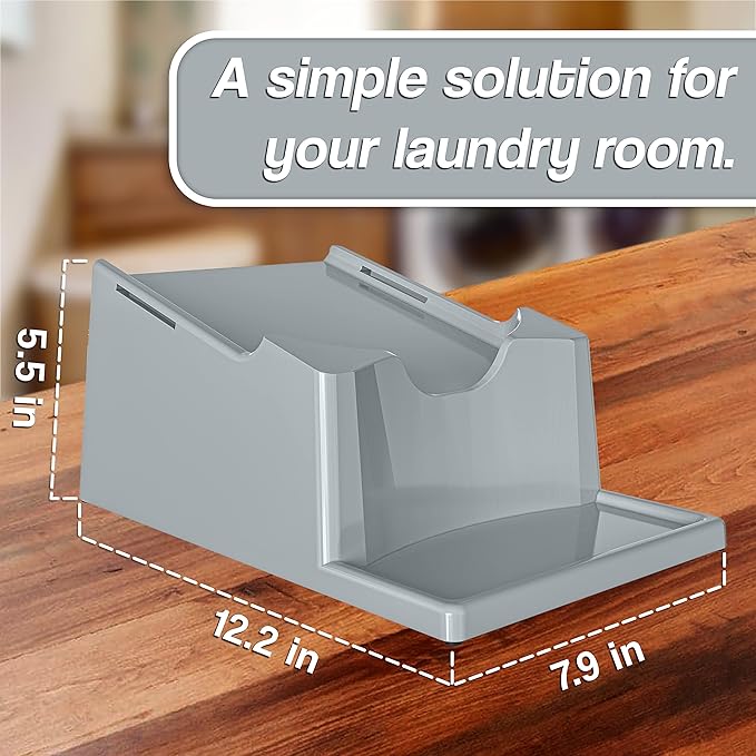Skywin TidyFriend No-Spill Liquid Laundry Detergent Dispenser Holder, Laundry Soap Dispenser Holder with Drip Tray for Laundry Room Organization (No Strap, Grey)