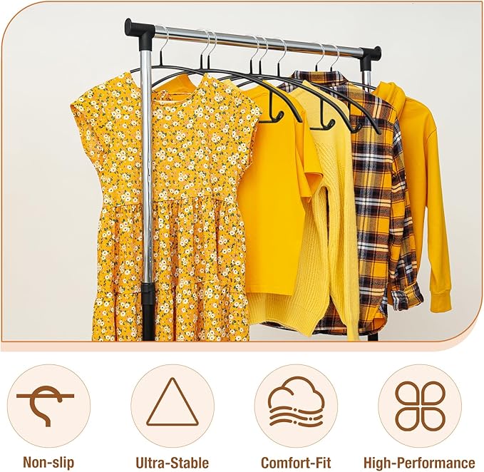 18 Pack Clothes Hangers, 16.5 inch PVC Coating Sweater Hangers, Non-Slip Rubber Coated Hanger, Heavy Duty No Shoulder Bump Metal Hanger for Closet Suit Jacket Shirt T-Shirt(Black)