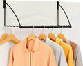 Tajsoon Over The Door Hanger Expandable & Adjustable, Over Door Clothes Hanger Rack for Towel & Coat, Bathroom Over Door Clothes Rack Hooks for Bedroom, Washroom, Fits Doors up to 1¾”, Metal, Black