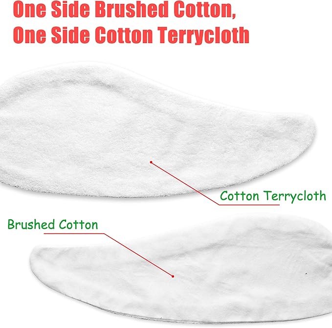 KimYoung Cotton Terrycloth + Brushed Cotton Bra Liners for Sweat Rash Under Bra Sweat Liners– 3PCS White