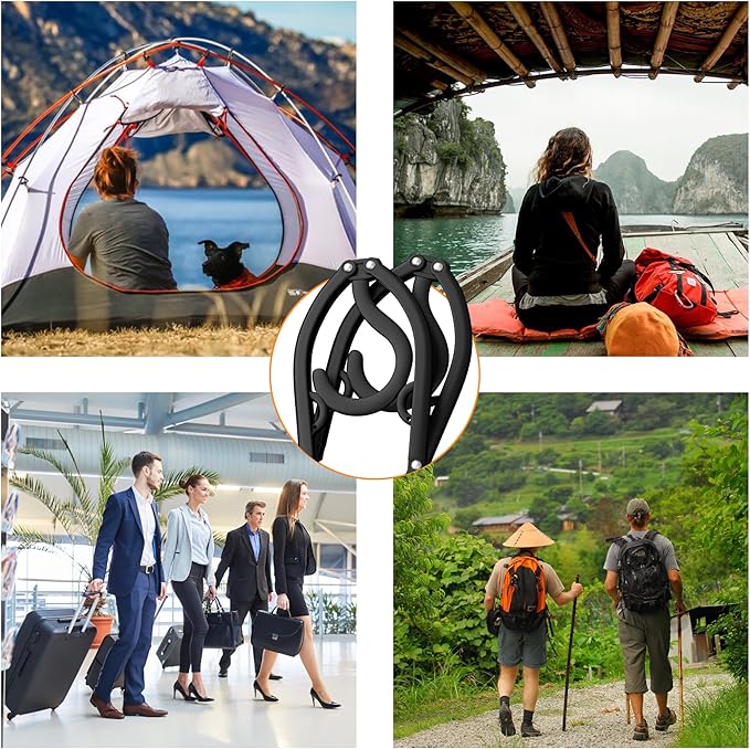 NICEDACK Premium Travel Hangers 12 Pack Portable Folding Clothes Hangers - Super Bearing Collapsible Hanger Foldable Clothes Drying Rack for Travel, Indoor and Outdoor Use, Black