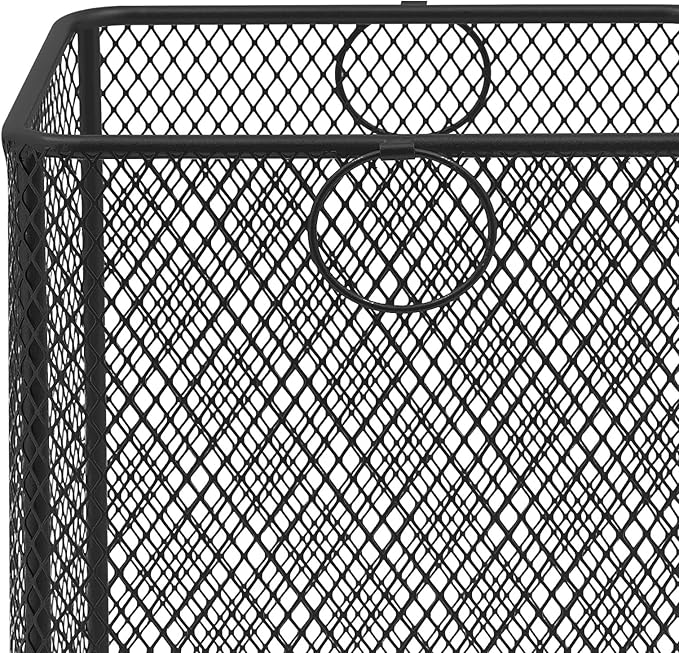 Rolling Laundry Basket Cart, Metal Laundry Hamper with Wheels, Laundry Organizer Basket Cart, Clothes Storage Organizer Hamper for Living Room,Bathroom,Closet (Black, Square)