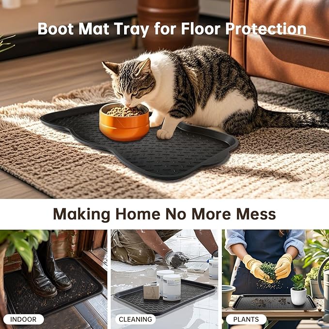 Boot Tray for Entryway, 6 Pack Waterproof Shoe Trays for Indoor Outdoor Use 30"x15" Durable Shoe Mat with Raised Edge, Non-Slip Tray for Boots, Pets, Garden & Muddy Shoes
