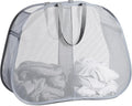 Seiritex Mesh Popup Laundry Hamper 2 Compartment, Collapsible Laundry Sorter Basket Foldable Hamper for Clothes, College Dorm, Travel (Gray)