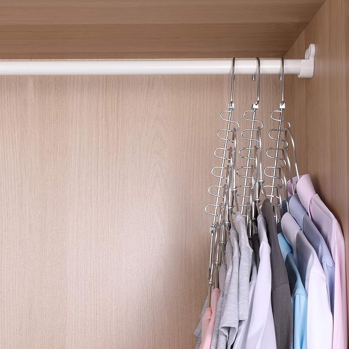 GEFTOL Metal Space Saving Hangers 12 Slots New Version Hanger Magic Cascading Hanger Closet Wardrobe Clothes Organizer(12 Pack)