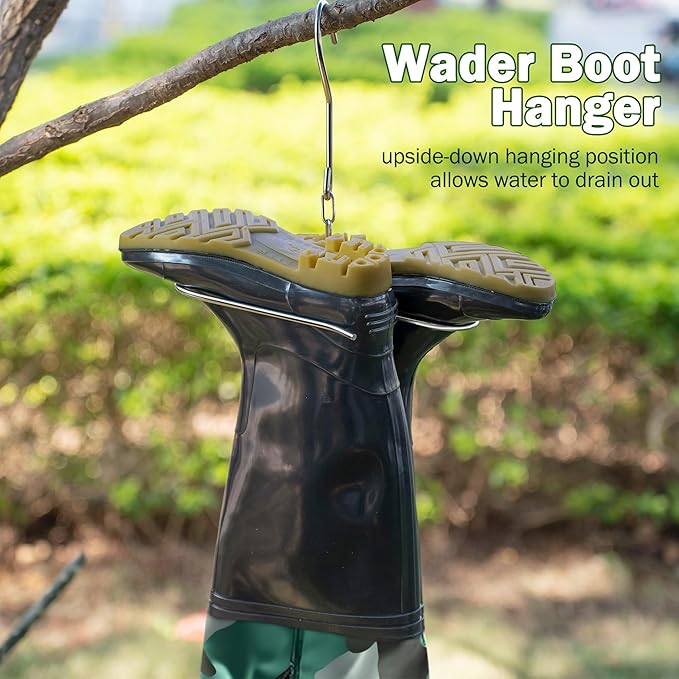 Dreyoo 2 Pieces Fishing Wader Boot Hangers, Stainless Steel Waders Hanger for Drying Fishing Waders, Boot Drying Rack Wall Mount, Shoe Dryer Rack for Storage Drying