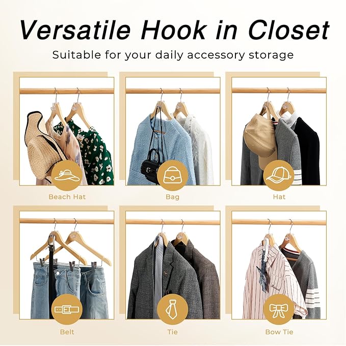 HOUSE DAY Space Saving Hangers 100 Pack, Clear Clothes Hanger Connector Hooks, Heavy Duty Hangers Space Saver, Premium College Dorm Room Essentials, Closet Organizers and Storage