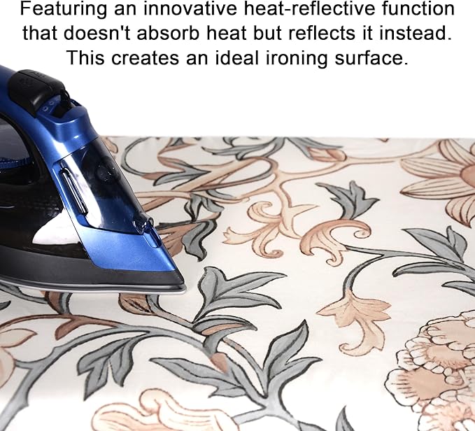 Thick Padded Ironing Board Cover and Pad – Extra Soft & Heatproof Surface – Reflective Heat Technology, Heavy-Duty Fabric – Fits Standard Sizes (15″X54″)