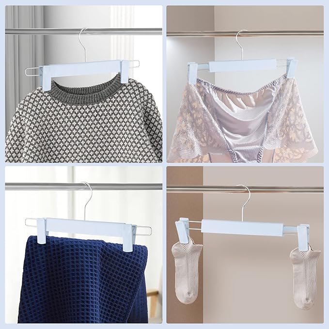 20 Pack Pants Hangers with Adjustable Non-Slip Clips Anti-Rust Hanging Hook for Trouser,Skirts,Jeans,Clothes Hangers Blue