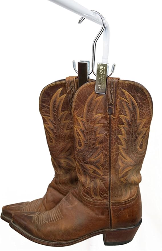 Boottique Boot Organizer: The Boot Rack - Fits in Most Closets- Hangs, Holds, Shapes, & Protects every size and style of Boots (Boot Rack with 6 Silver Gripz Hangers)