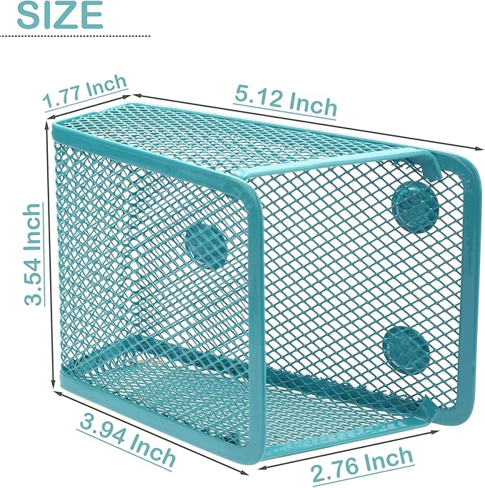 Magnetic Pencil Holder,Mesh Stainless Steel Pen Basket, Metal Writing Utensil Storage Organizer for Whiteboard,Blackboard,Kitchen, Locker, Home, or Office