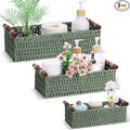 Boao 3 Pcs Boho Storage Wicker Baskets Handmade Woven Decorative Paper Rope Baskets for Organizing with Handle Countertop Toilet Paper Storage Container for Toilet Tank Top
