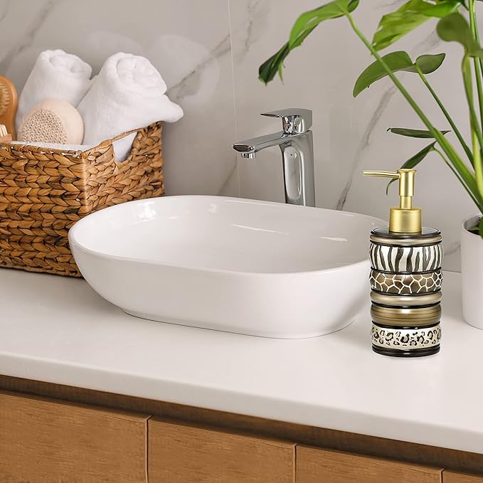 Zahari Home Safari Stripes Stylish Soap Dispenser Modern Classic Luxury Decor Animal Print Western Design Lotion Pump