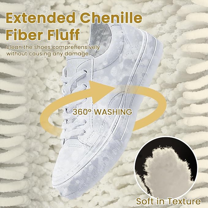 2Pcs Shoe Washing Machine Bag, Sneaker Laundry Bag for Washing Machine, Extra Long and Thick Microfibre Fluff, Reusable for Washer and Dryer (2pcs, Greige)