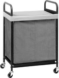 STORAGE MANIAC Rolling Laundry Hamper with Wheels 1-Section Laundry Sorter Rolling Laundrys Basket on Wheels with Removable Bag Clothes Hamper Laundrys Organizer Cart Bathroom Bedroom 90L Grey
