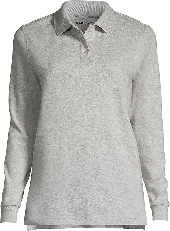 Lands' End School Uniform Kids Long Sleeve Interlock Polo Shirt