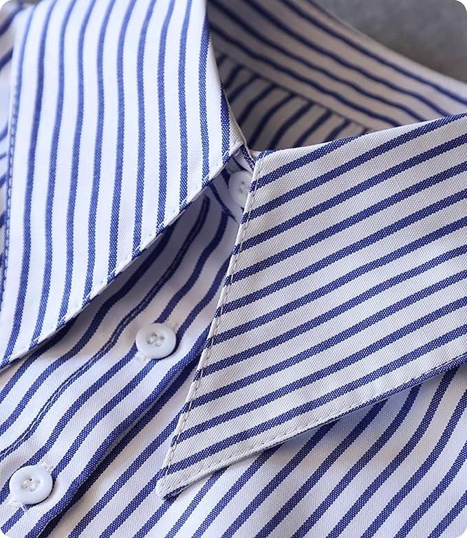 GUZOSJO Blue Striped Detachable Collar Shirt,Dickey Half Blouse False Collar for Lady Girls Men