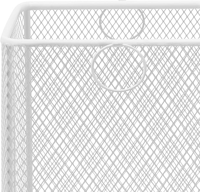 Rolling Laundry Basket Cart, Metal Laundry Hamper with Wheels, Laundry Organizer Basket Cart, Clothes Storage Organizer Hamper for Living Room,Bathroom,Closet (White, Square)