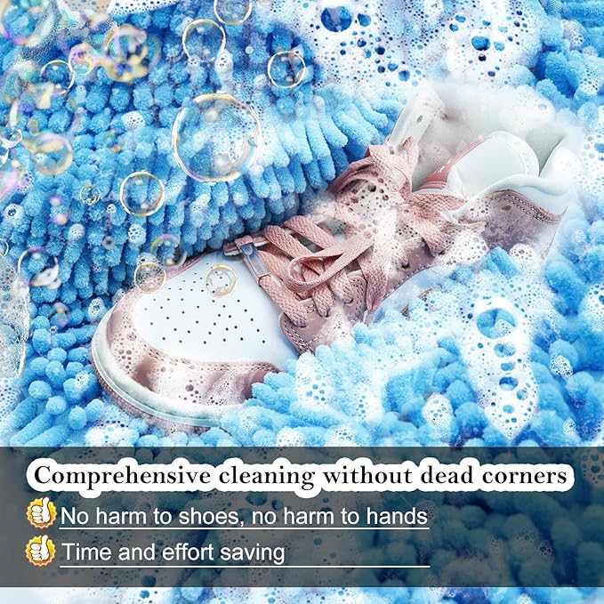 Shoe Washing Machine Bag, Laundry Shoe Bag for Washer and Dryer, Reusable Zipper Plush Sneakers Washing Machine Bag for Shoes, Gym,Tennis Shoes, Delicate Blue 1pc