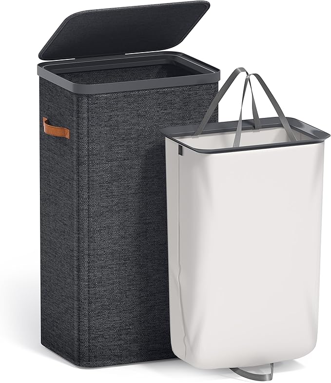Sorbus Laundry Hamper with Lid - Collapsible Fabric Laundry Basket with Handles and Removable Laundry Bag – 26.5 Gallon (100 L) Dirty Clothes Hamper for Bedroom, bathroom and dorm (Black)