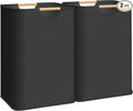 STORAGE MANIAC 2-Pack Large Laundry Hamper, 80L (21.1 Gal) Collapsible Laundry Basket with Bamboo Handles, Freestanding Waterproof Clothes Hamper for Laundry Room, Bedroom, Dorm, Towels, Toys, Black