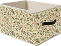 Christmas Floral Storage Bin Box with Handles, Rustic Holiday Floral Botanical Christmas Foldable Organizer Basket Toybox for Home Bedroom Bathroom Clothes Toys Books