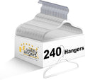 Quality Hangers 14” Clear Plastic Kids Hangers 240-Pack | Durable & Stylish Acrylic Hangers for Petite Adults with 360 Degree Swivel Hook and Notches | Cloths Children Hangers (240, Clear, Chrome)