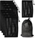10Pcs Nylon Mesh Drawstring Bag,8 x 11.4 Inch Nylon Mesh Bags with Drawstrings Black Bags with Cord Lock Closure for Balls and Travel Laundry Bag
