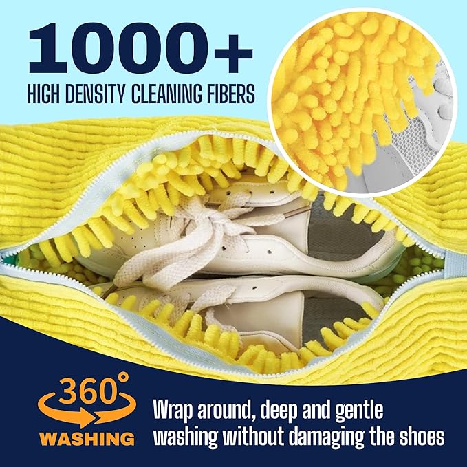 Shoe Washing Machine Bag for Washer & Dryer - 2 Pack Laundry Shoe Bag for Washing Machine - Sneaker Washing Machine Bag with Zipper - Reusable Shoe Laundry Bag for Tennis Shoes & Trainers - Yellow