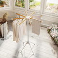 Tangkula Clothes Drying Rack, Foldable Laundry Drying Rack with 8 Bamboo Hanging Rods, 4-Legged Design, Space-Saving Floor Standing Octopus Airer for Balcony Bedroom Household