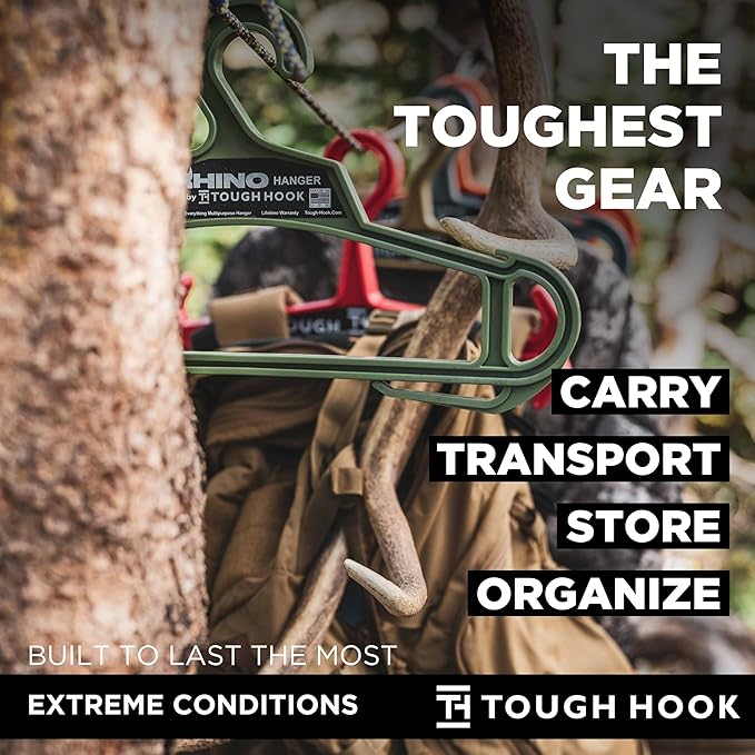 Rhino Tough Hook Heavy Duty Clothes Hangers – Made in USA, Military Grade Coat Hanger for Body Armor – 200-lb Capacity Suit Hangers – The Everyday for Everything, The Indestructible Hanger, 1 Black