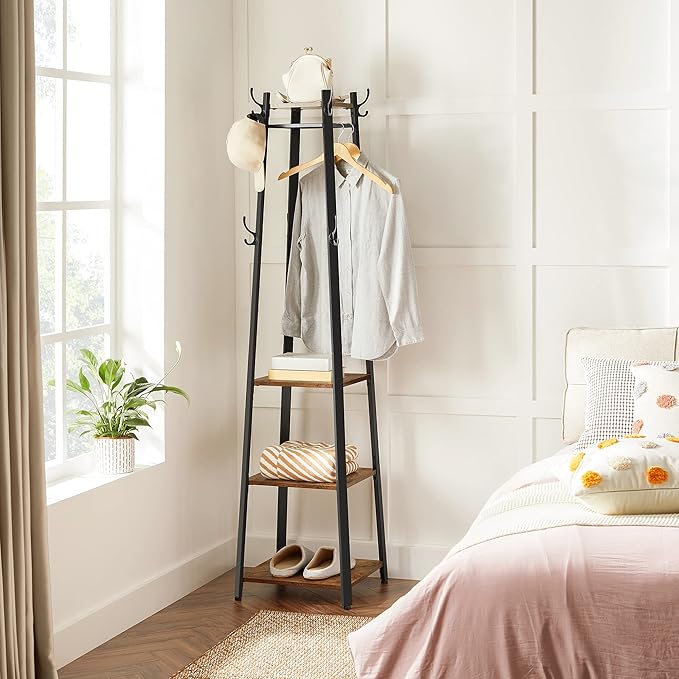 VASAGLE ALINRU Coat Rack with Shelves and VASAGLE 3-Tier Shoe Storage Bench (ULCR80X)