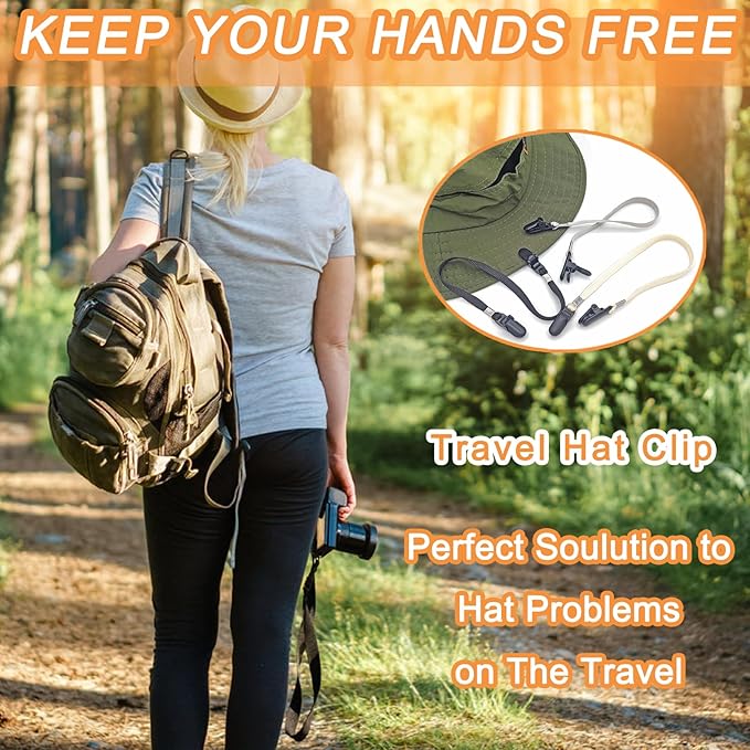 5 Pieces Adjustable Hat Strap Clips Windproof Anti-Loss Cap Strap Clips Hat Chin Cord for Travel, Golfing, Fishing