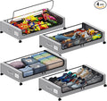 Under Bed Storage with Wheels, XXL 60L Under the Bed Storage Bins, Underbed Storage Containers with Lids & Label, Rolling Metal Drawer for Shoes, Clothes, Books, Toys (4-Pack Gray)